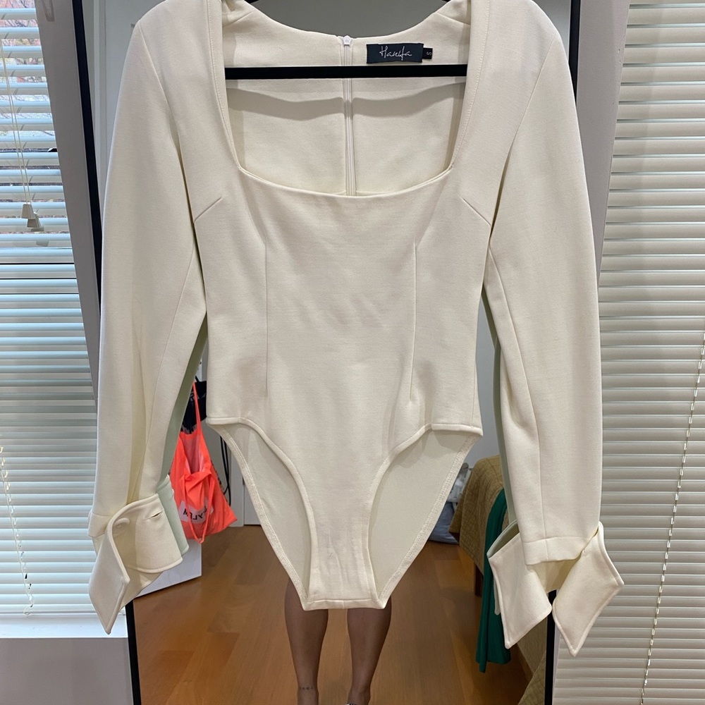 Hanifa tuxedo bodysuit with removal extra sleeves